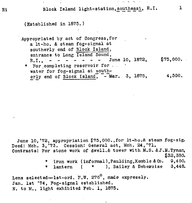 Block Island Southeast Light - Lighthouse Board Clipping Files - page 1