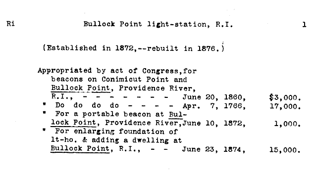 Bullock Point Light - Lighthouse Board Clipping File - Page 1