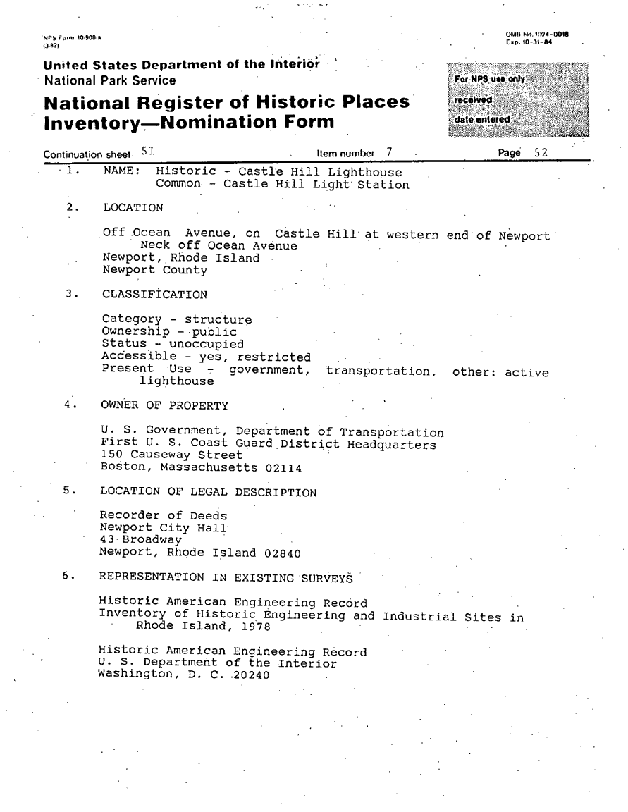 National Register of Historic Places Inventory Nomination Form - page 1