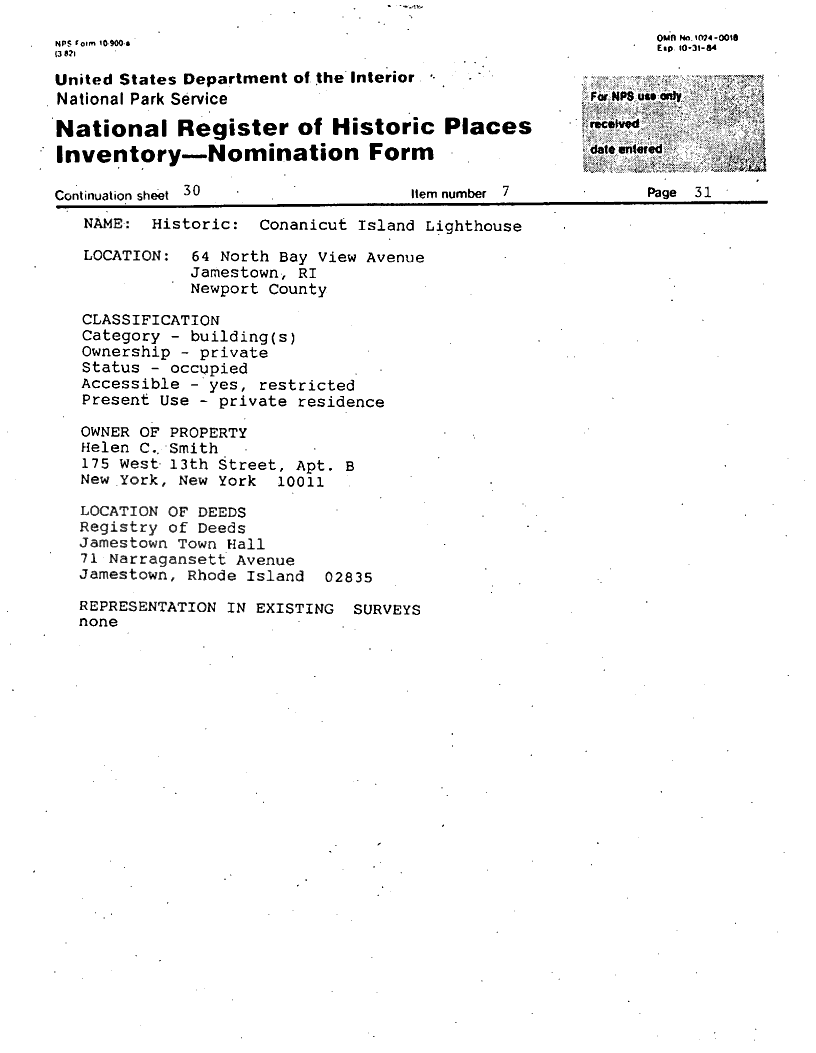 National Register of Historic Places Inventory Nomination Form - page 1