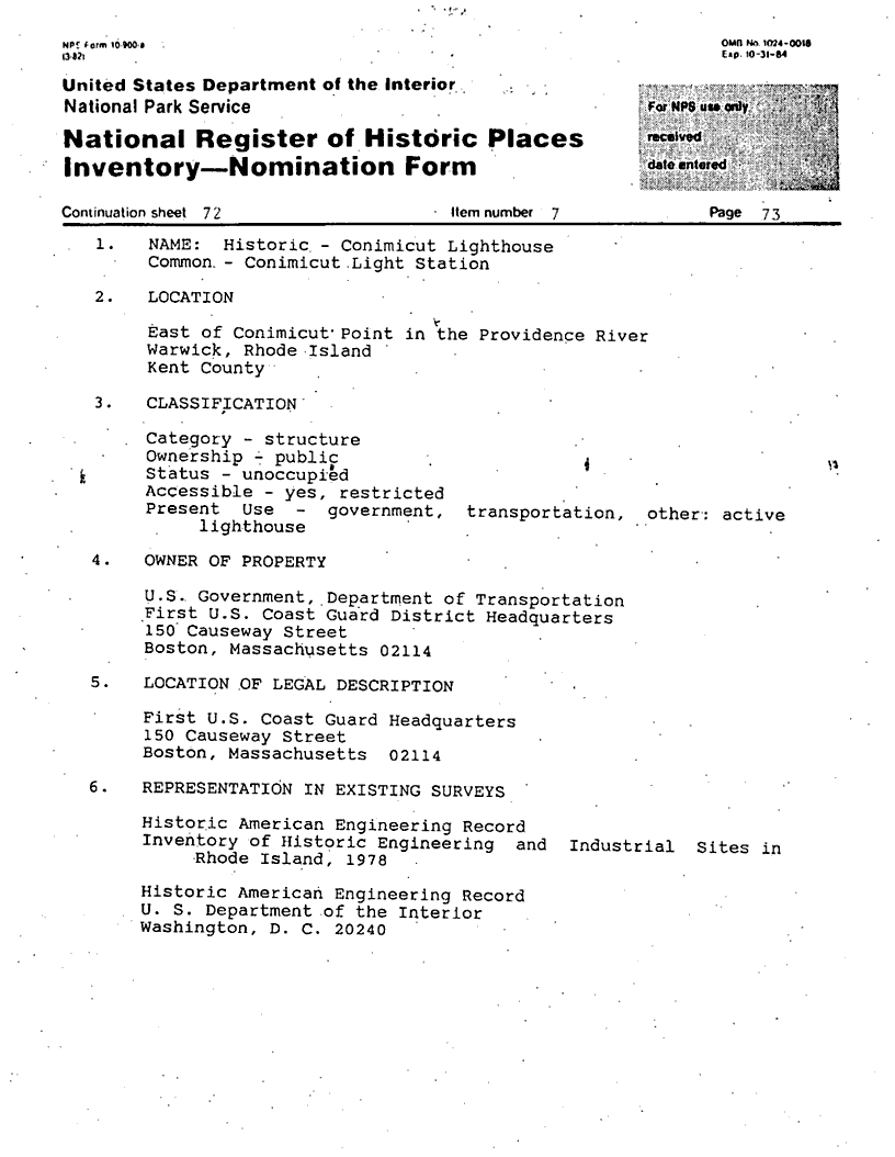 National Register of Historic Places Inventory Nomination Form - page 1