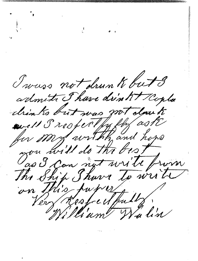 Hog Island Shosl Lightship LV-12 - Hog Island Lightship's Keeper Letter of Explantion about Being Drunk on Duty 