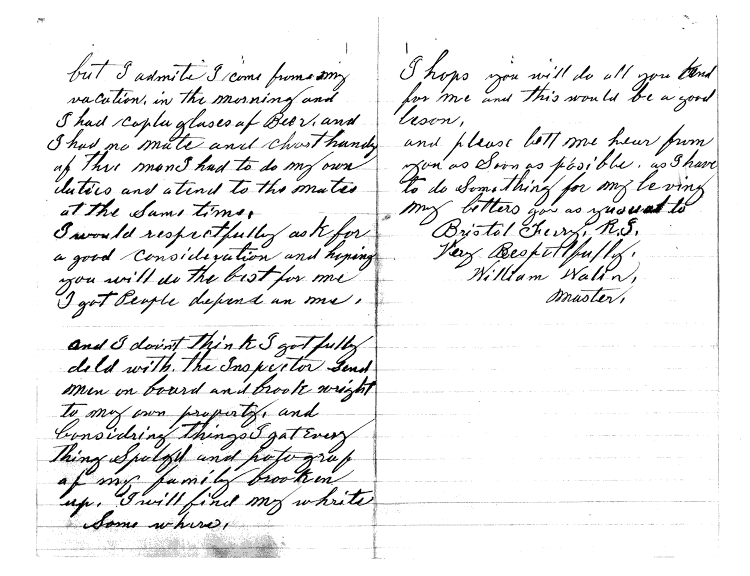 Hog Island Shosl Lightship LV-12 - Hog Island Lightship's Keeper Letter of Explantion about Being Drunk on Duty 