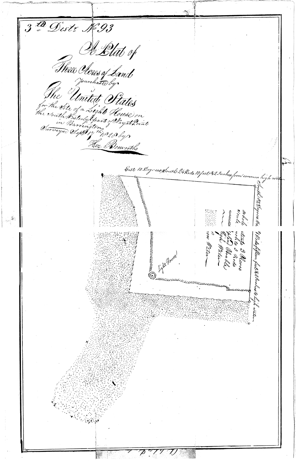 Plat of Three Acres of Land for site of Nayatt Point Lighthouse