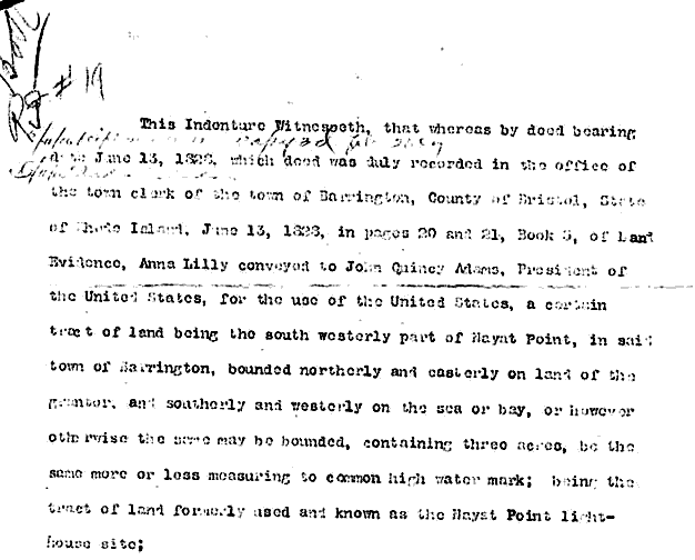 Nayatt Point Lighthouse Letter of Sales-page 1