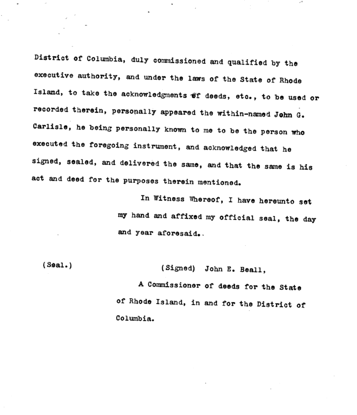 Poplar Point Light - Dccument transferring Poplar from Federal Government to Albert Sherman 