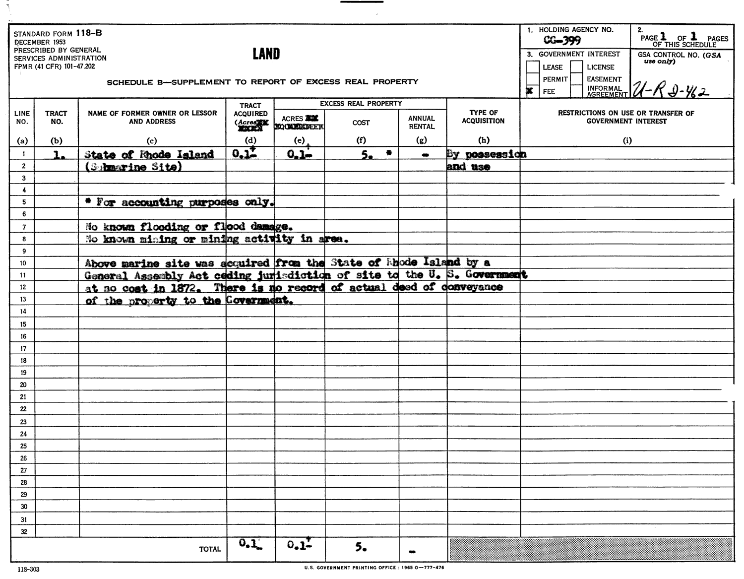 Sabin Point Light - Form 118B - Land - 1970