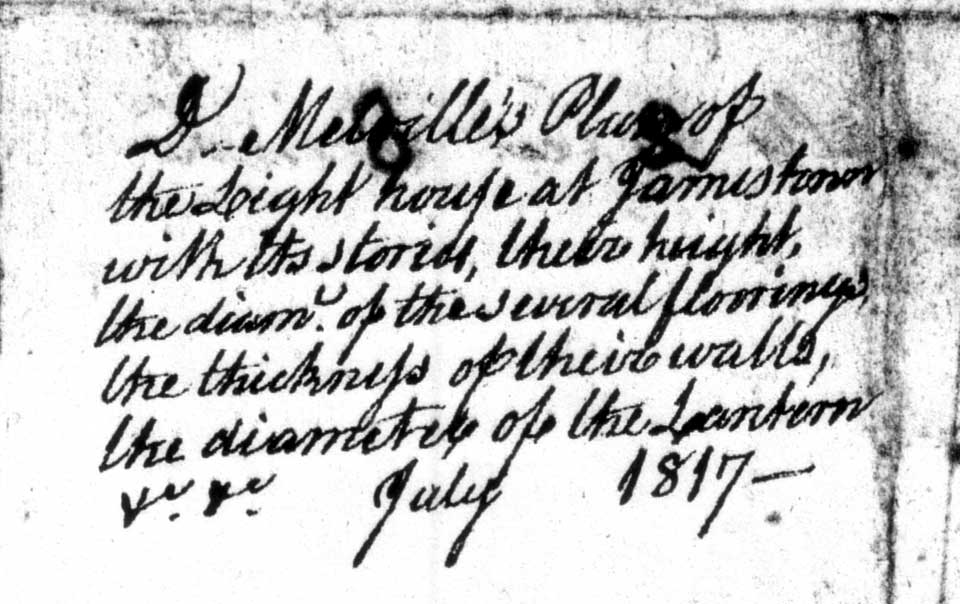 Notation on Plan of 1754 Beavertail Lighthouse