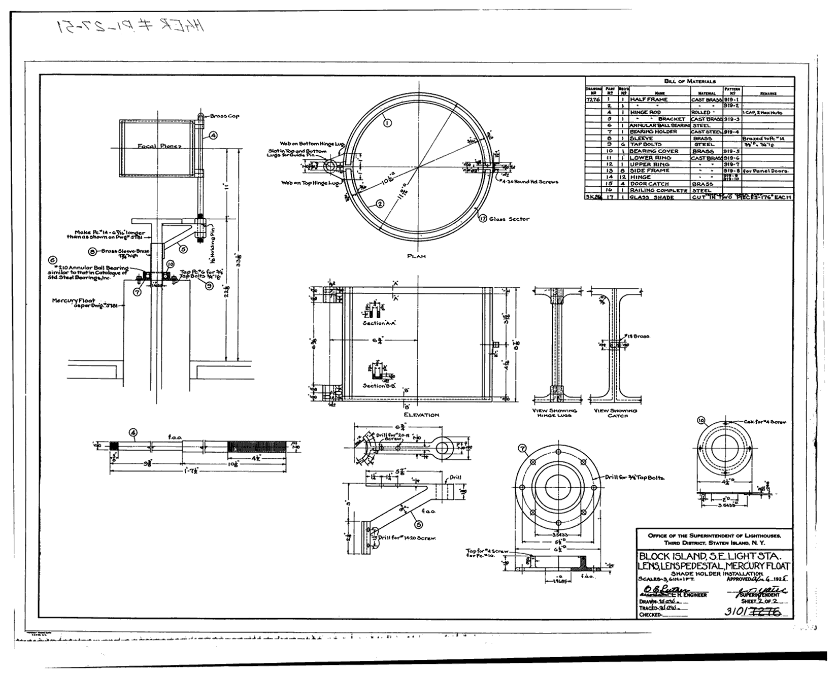 Block Island Southeast Lighthouse's 1929 First Order Fresnel lens Plans Page 2 