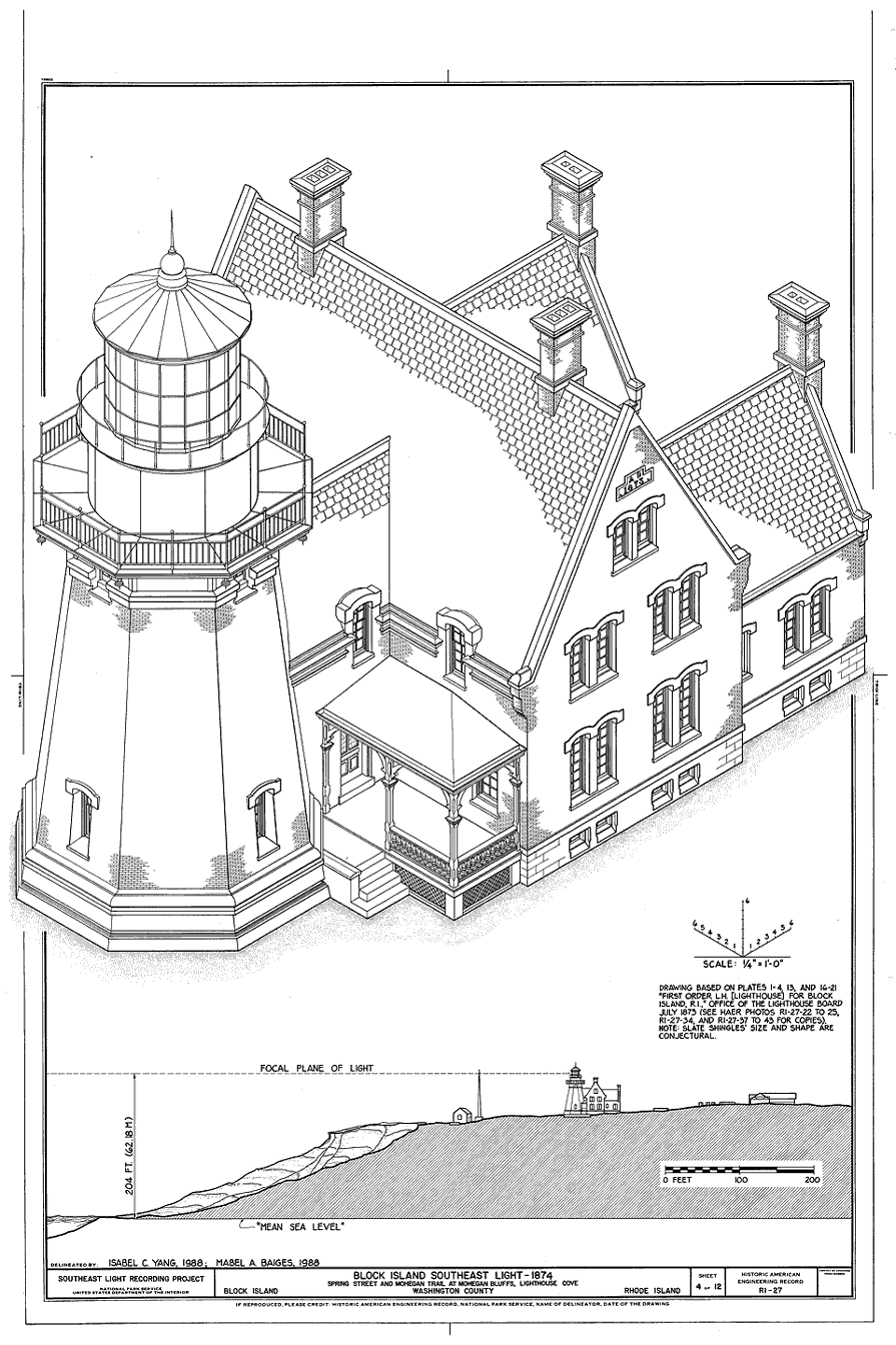 Front Elevation of Block Island Southeast Lighthouse
