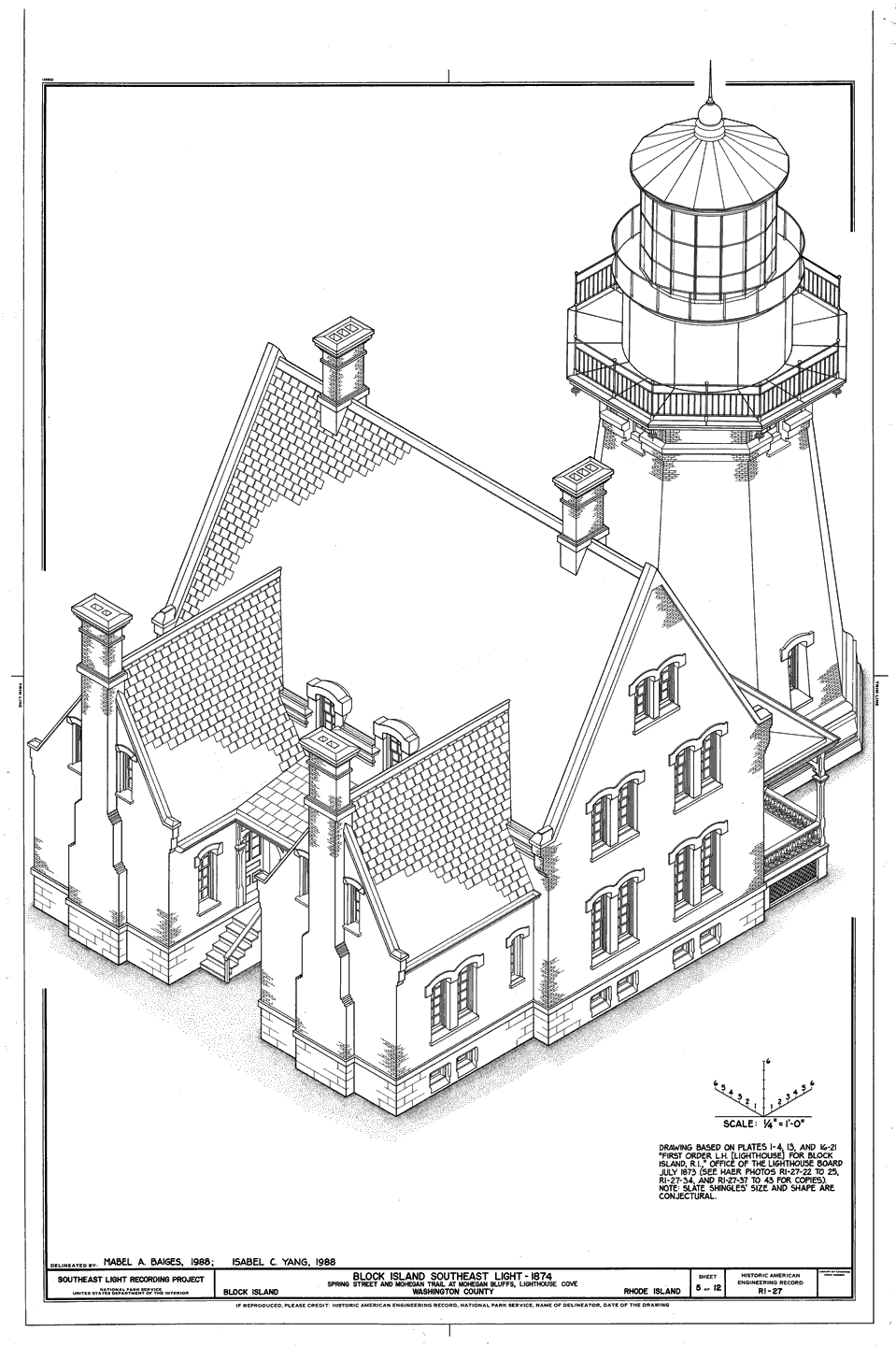 Rear Elevation of Block Island Southeast Lighthouse