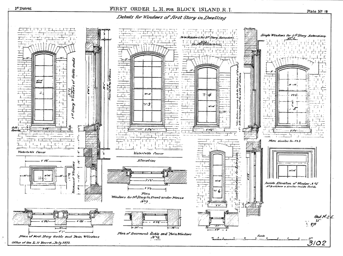 Plan for Windows of First Story in Block Island Southeast Lighthouse  