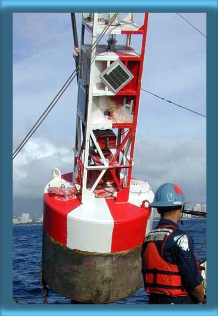Lifting a 9X35LWR Buoy onto a Coast Guard Buoy Tender