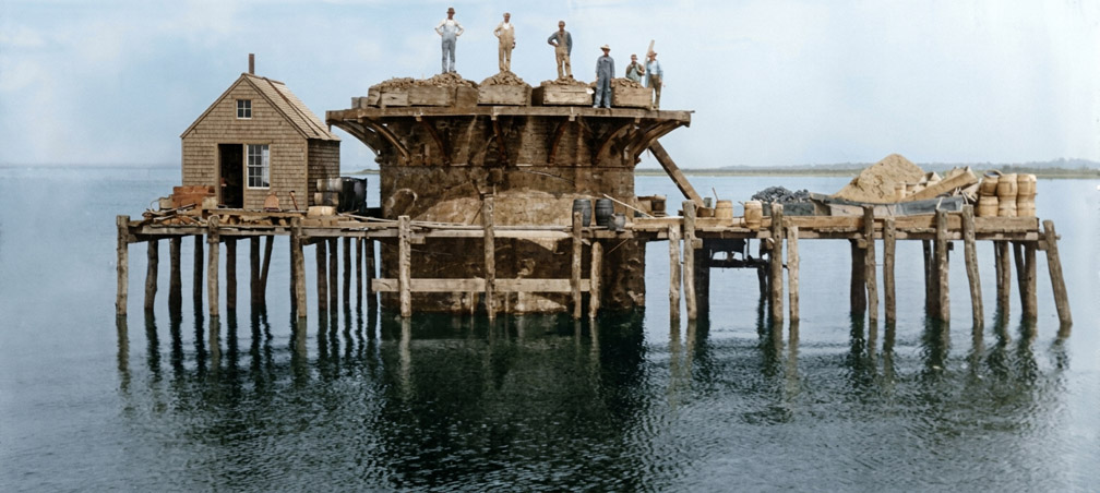 Hog Island Shoal Lighthouse Under Construction