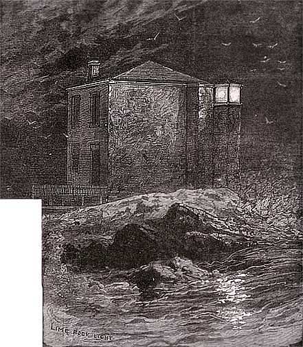 Frank Leslie's Illustrated Newspaper November 5, 1881 - Lime Rock Lighthouse at Night