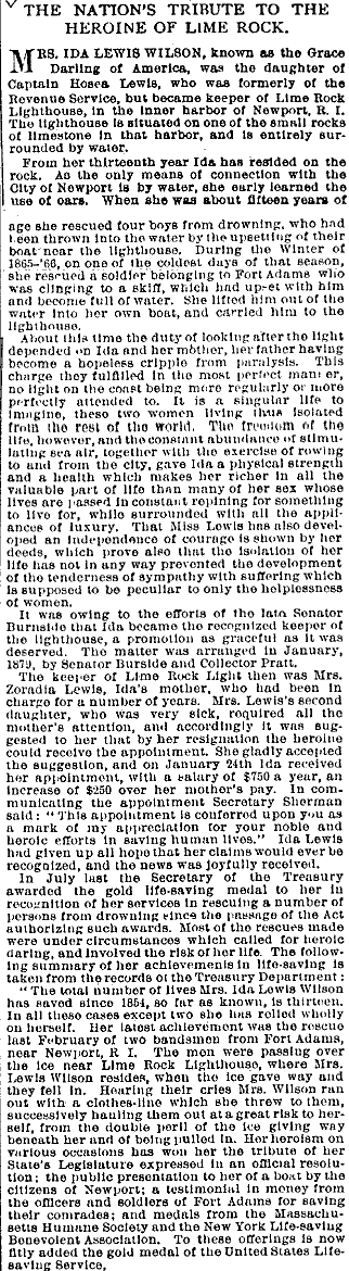 Frank Leslie's Illustrated Newspaper November 5, 1881- The Nation's Tribute to the Heroine of Lime Rock