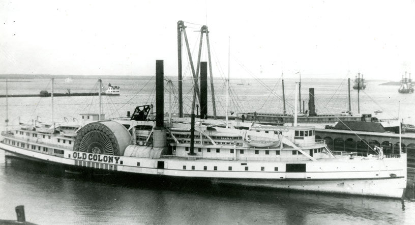 Newport Harbor Lighthouse and Old Colony (Steamer)