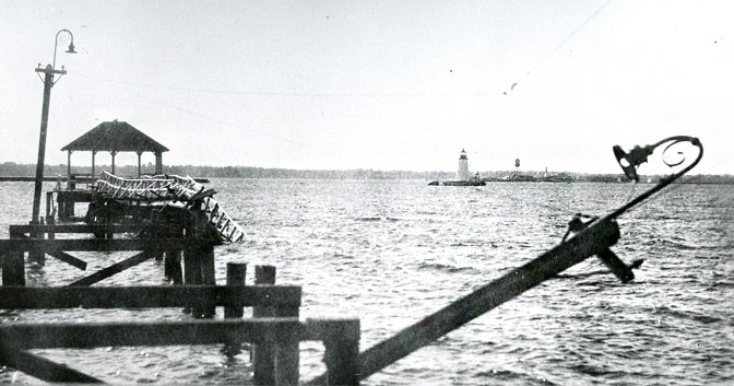 Newport Harbor Lighthouse after 1938 Hurricane