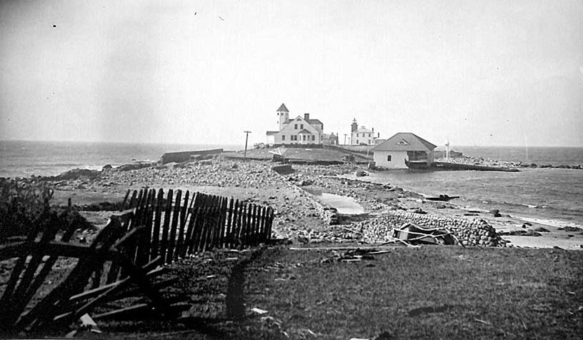 Damage at Watch Hill Lighthouse After 1938 Hurricane