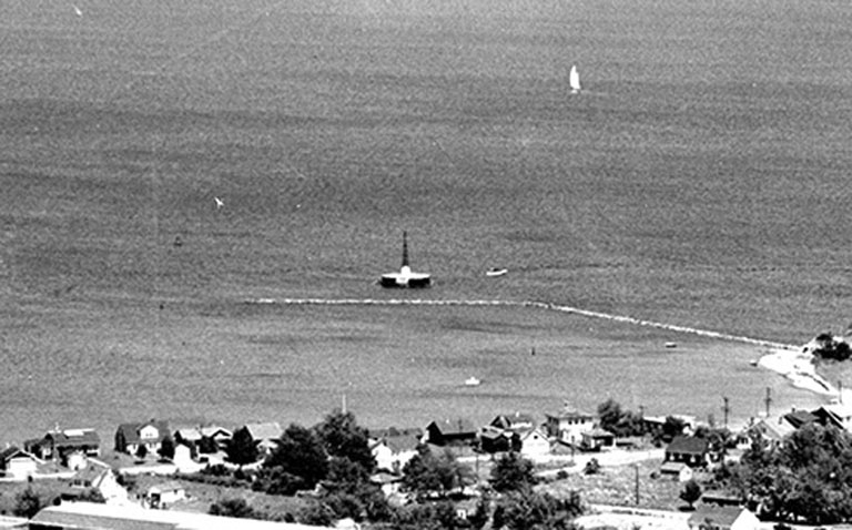 Aerial View Wickford Harbor Lighthouse's Base - 1962
