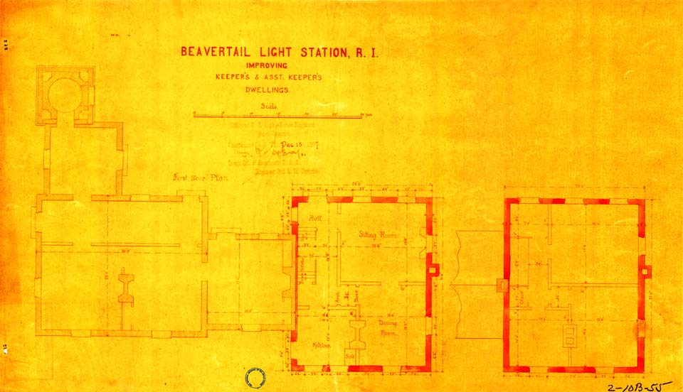 Beavertail Lighthouse 1897 Intreior Plan - Improving Keeper's & Asst. Keeper's Dwelling 