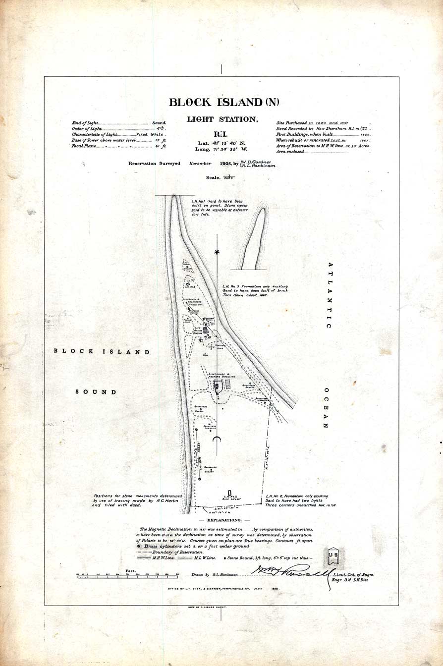 Map of Block Island [N] Light Station 1905