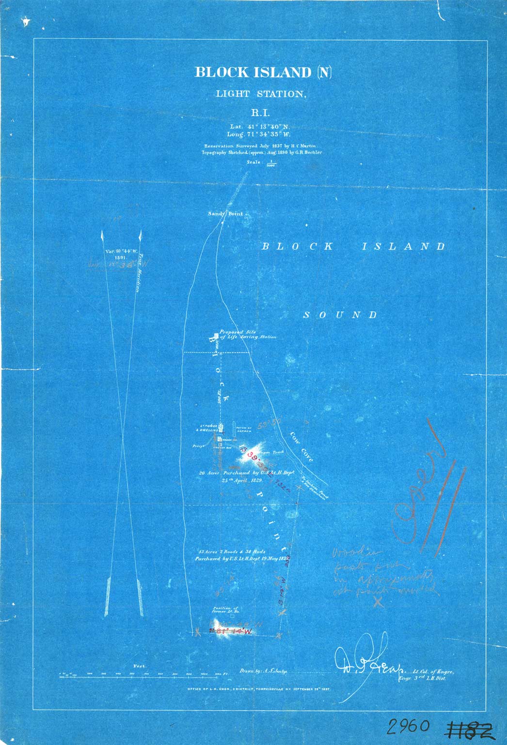 Color Map of Block Island [N] Light Station 1897
