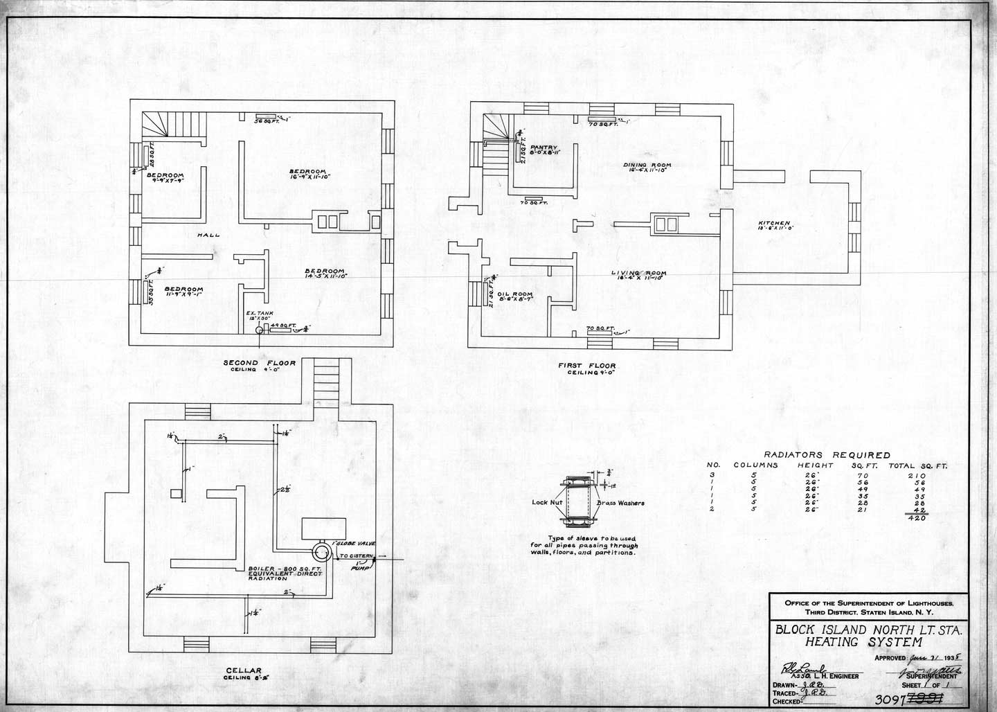 Block Island North Light Station Heating System - 1938