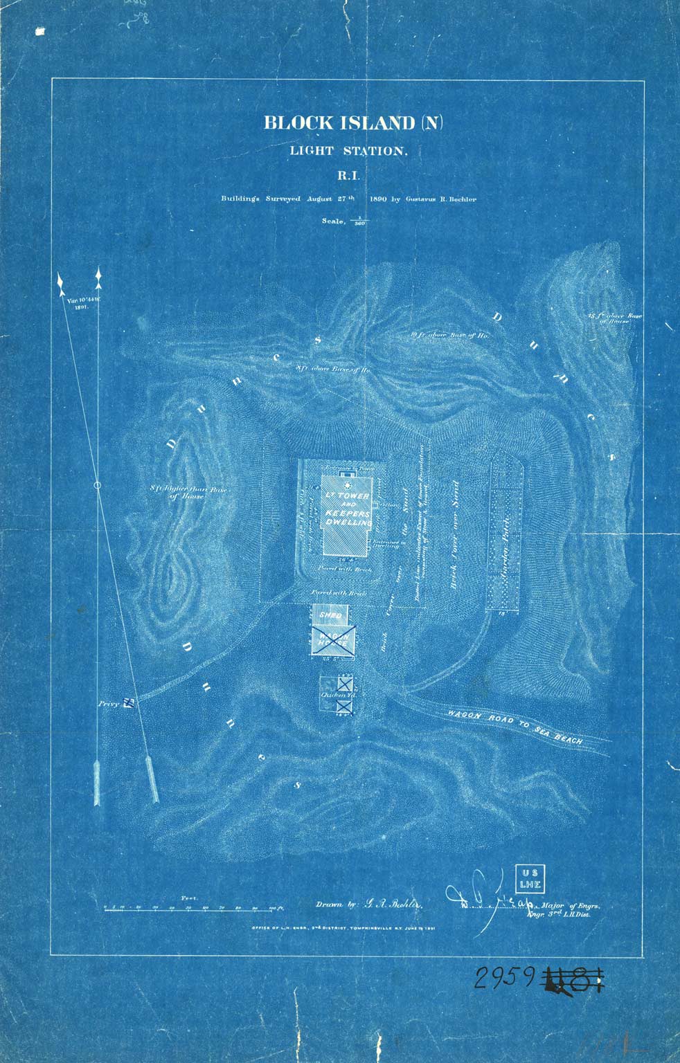 Color Map of Block Island [N] Light Station 1891