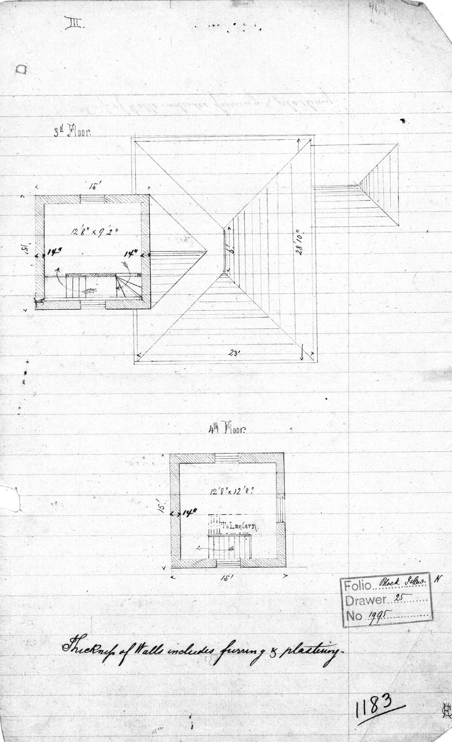 Thickness of Walls includes Furring and Plating of Block Island Lighthouse