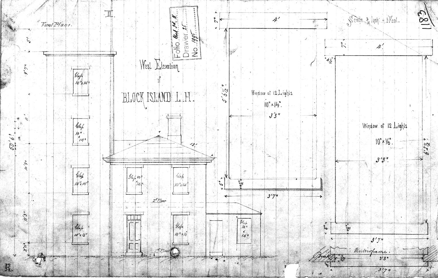 West Elevation of Dwelling of Block Island Lighthouse