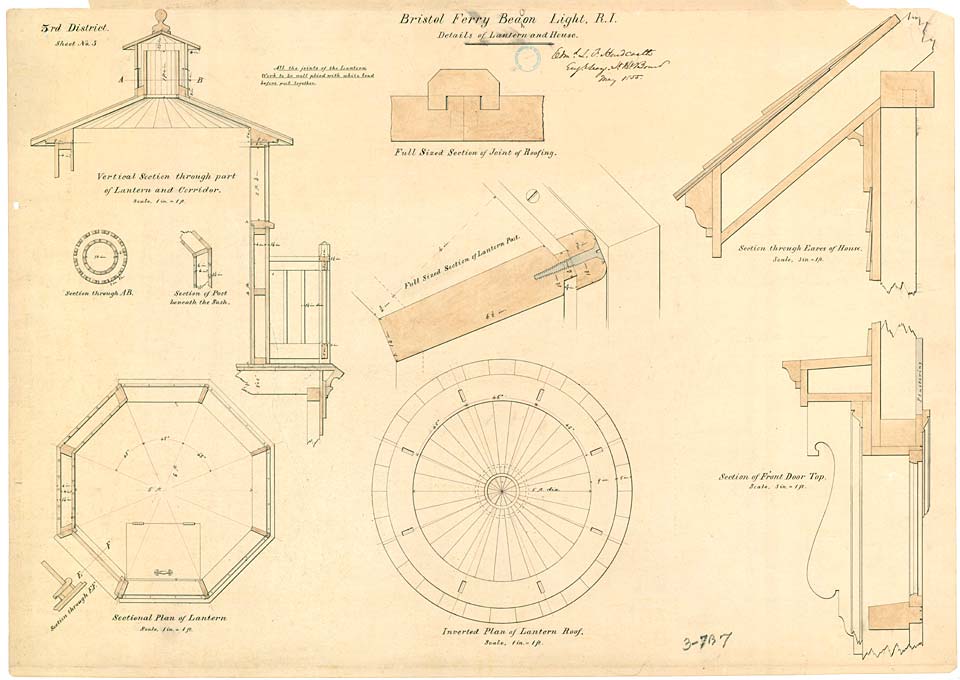 Details of Lantern and House Plan for the 1855 Bristol Ferry Lighthouse