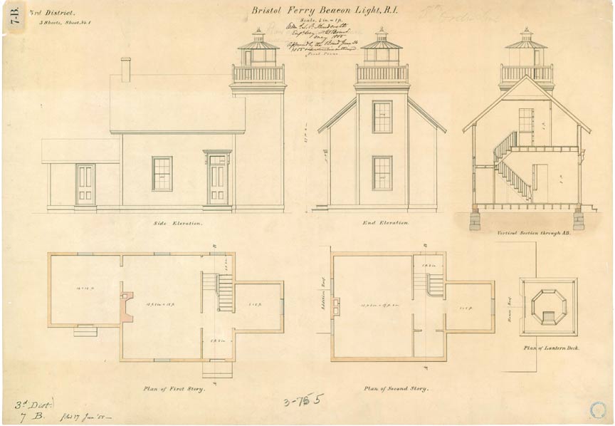 Plan of the 1855 Bristol Ferry Lighthouse
