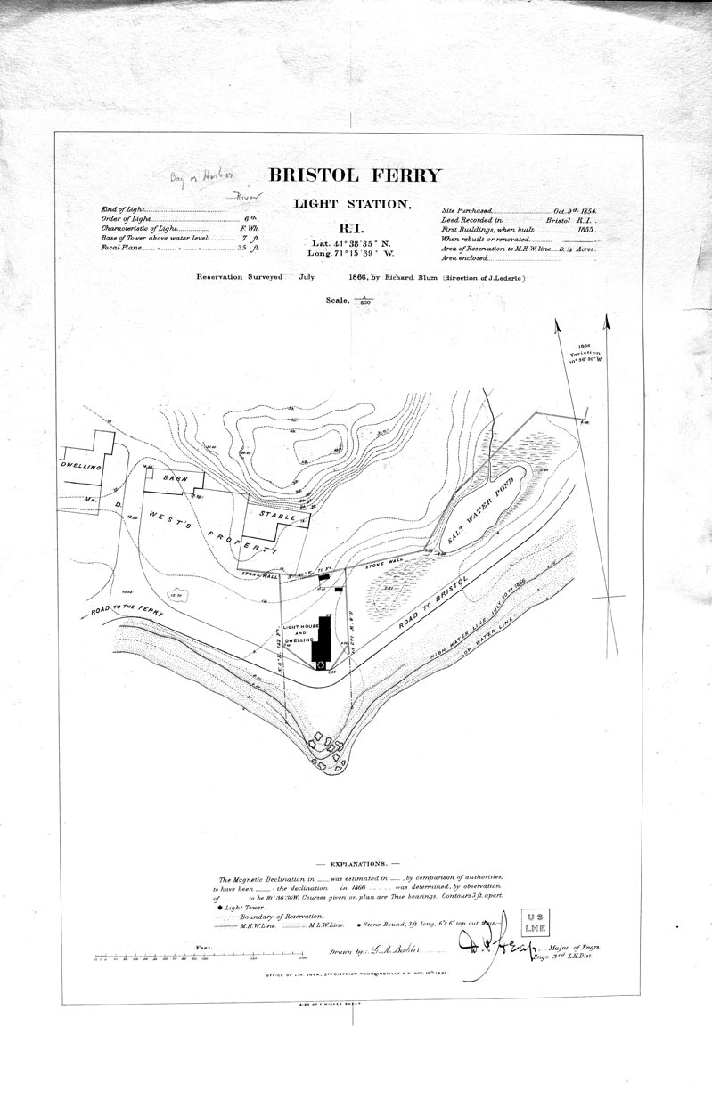 Area Map of Bristol Ferry Light Station 1887<