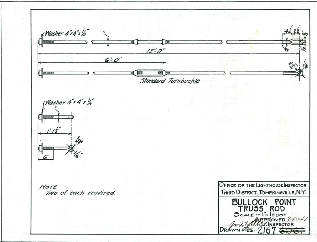   Plan of Bullock's Point Lighthouse's Truss Rod - 1917