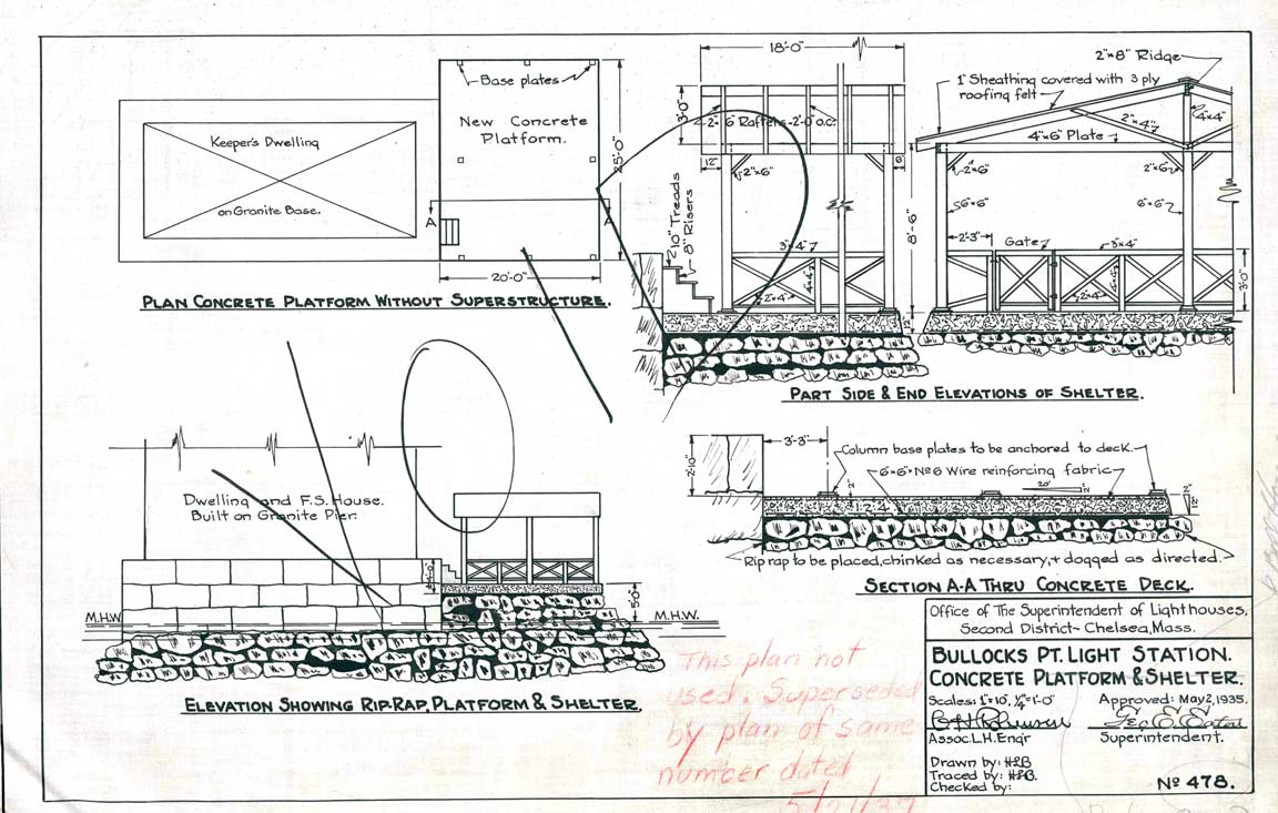   Plan of Bullock's Point Light Station's Concrete Platform and Shelter - 1935
