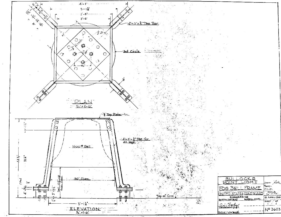   Plan of Bullock's Point Light Bell Frame Screens - 1941