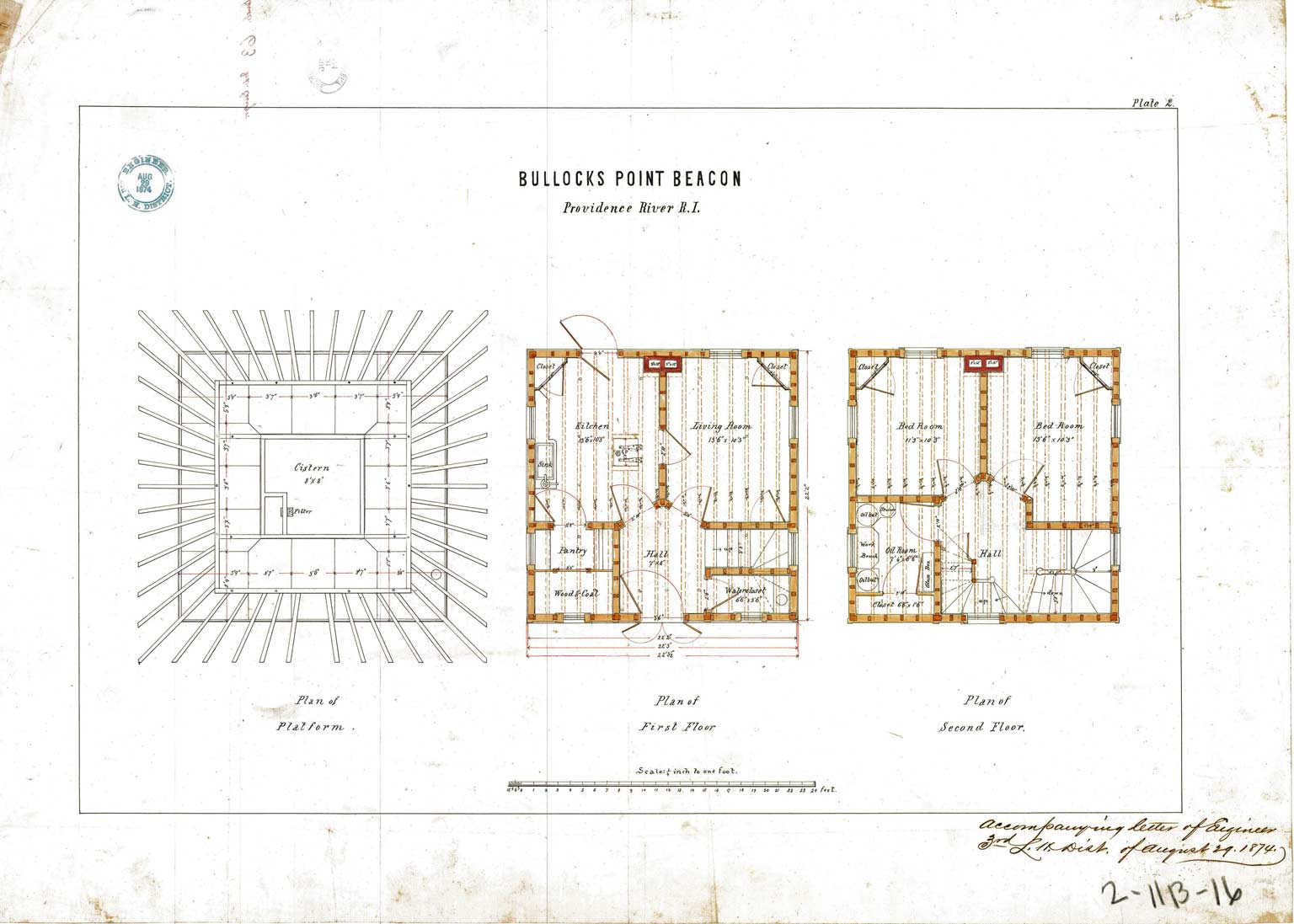Floor Plan of Bullock's Point Lighthouse - 1874