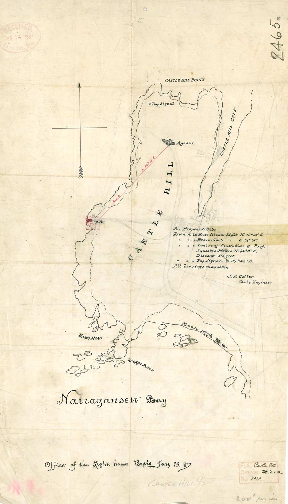 Castle Hill Light Proposed Site - January 1887