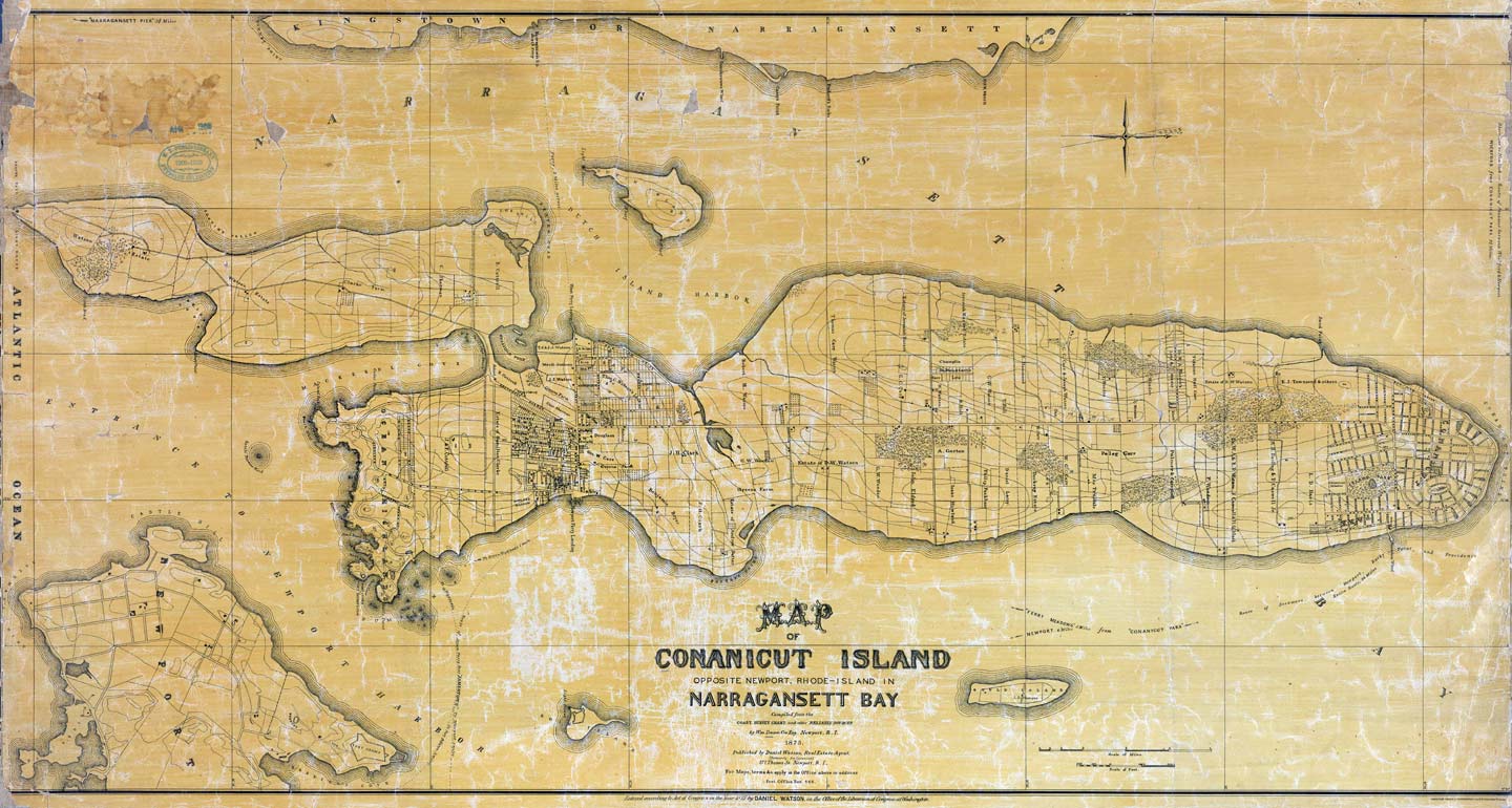 Map of Conanicut Island, Rhode Island in Narragansett Bay - 1875