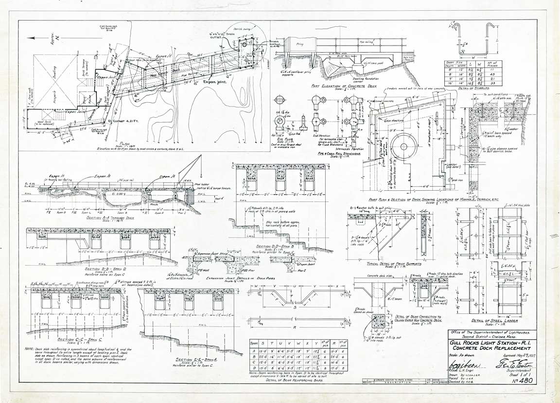 Gull Rocks Light Concrete Dock Replacement Plan - 1937