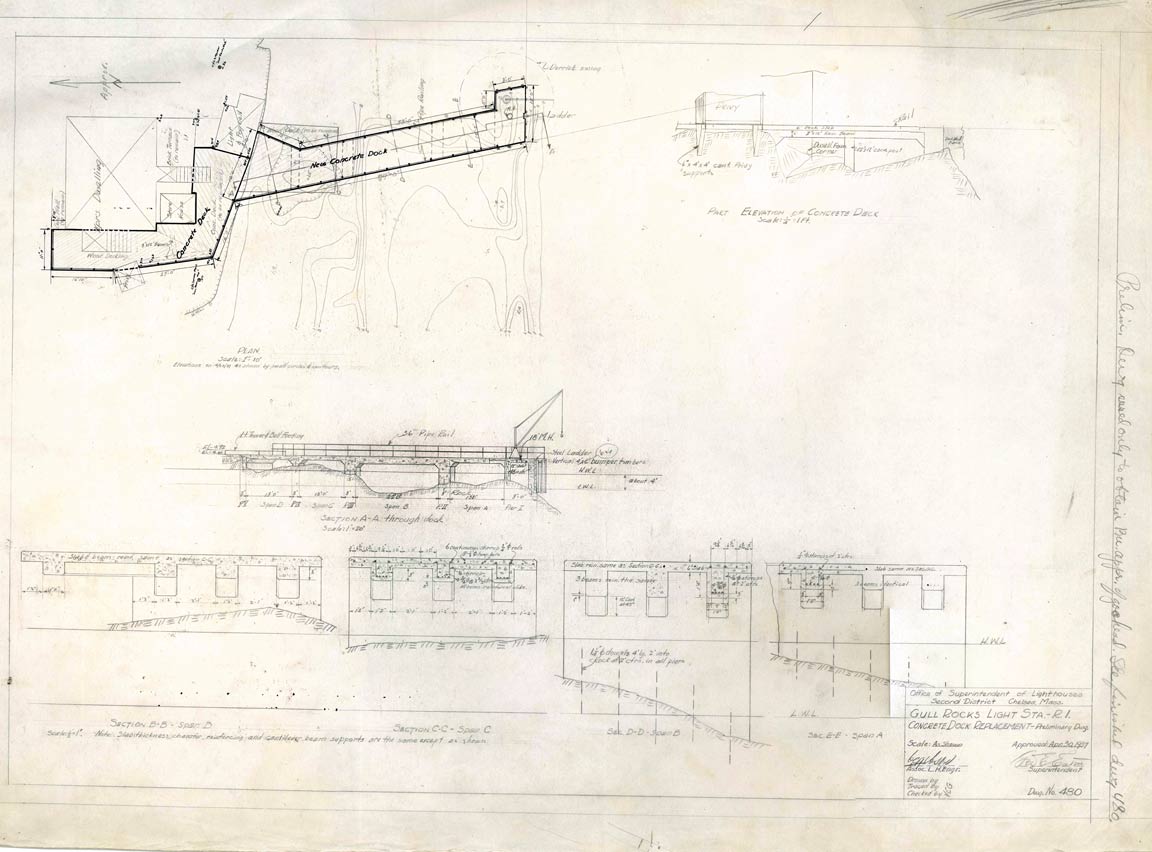 Gull Rocks Light Concrete Dock Replacement Plan - 1937