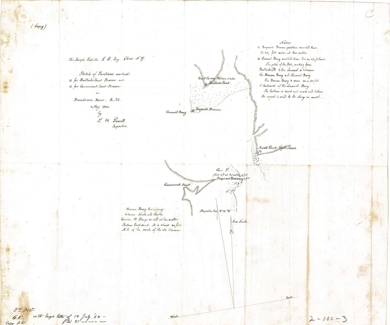 Sketch of Positions for Proposed Beacons - 1864