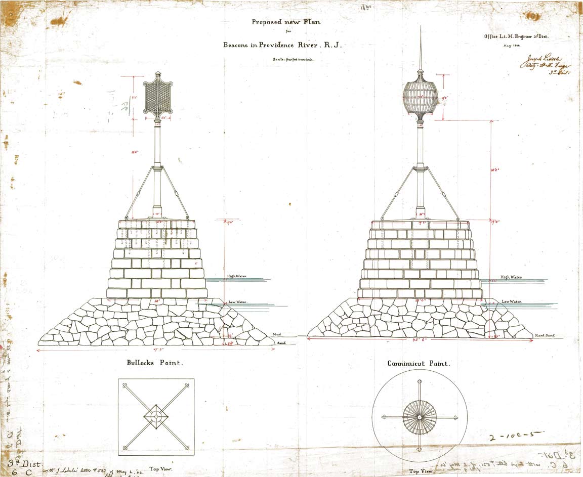 Proposed Plan for Stone Beacon at Connimicut Point - 1864
