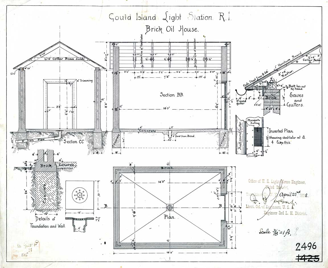 Gould Island Lighthouse Brick Oil House - 1898