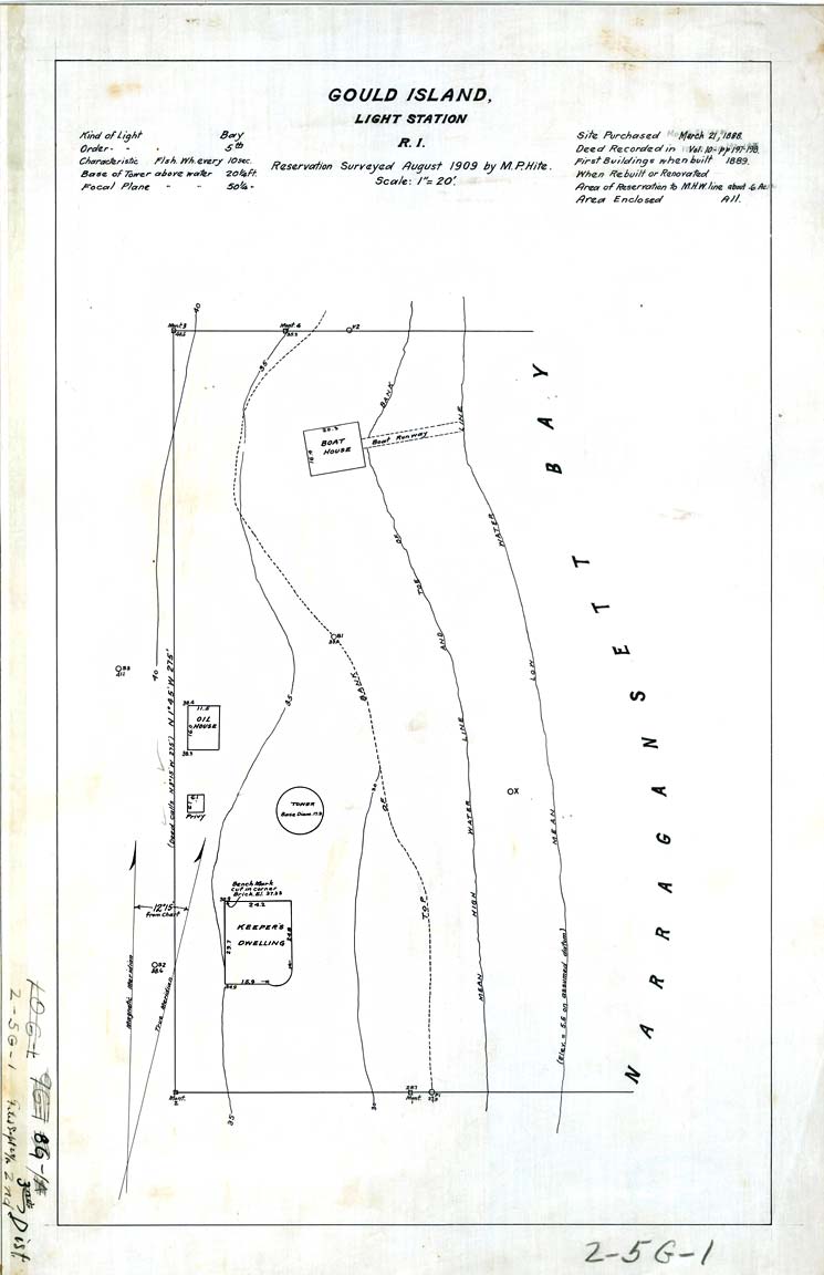 Map of Gould Island Light Station - 1909