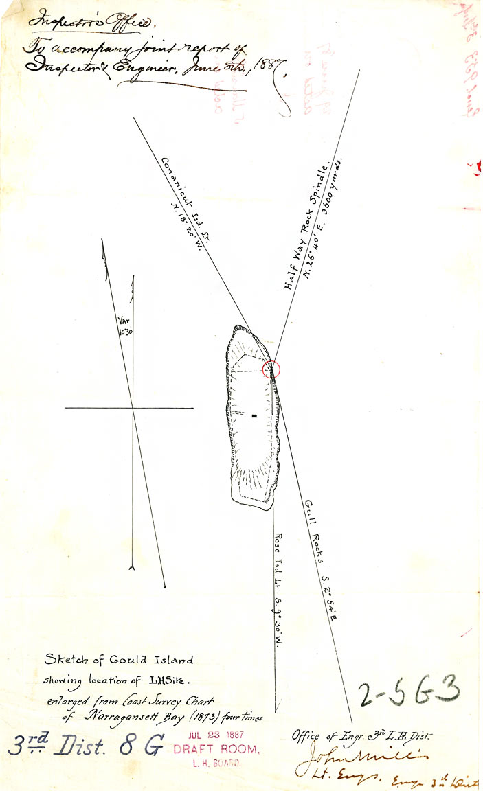  Sketch of Gould Island Showing Location of Lighthouse - 1887