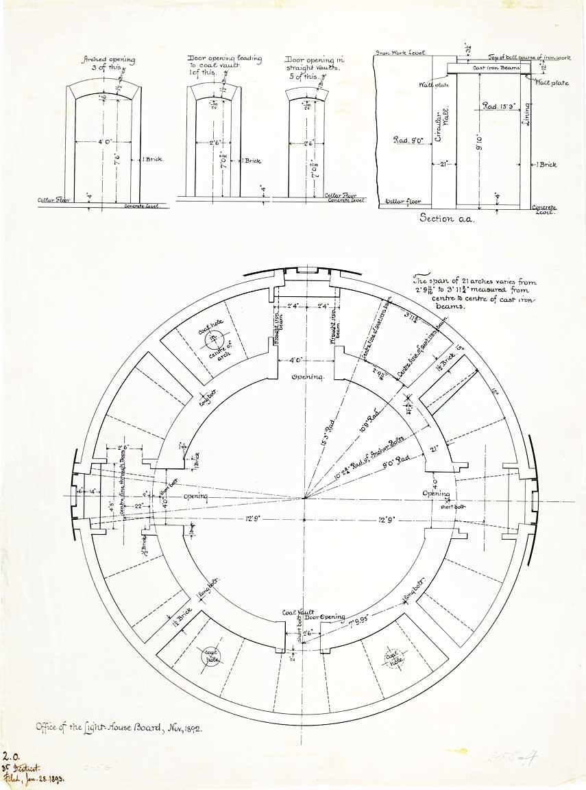 Gould Island Lighthouse Coal Vault Plan - 1888