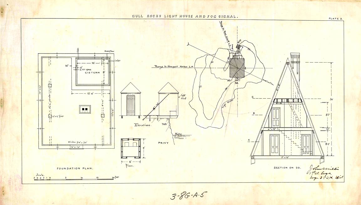  Plan of Gull Rocks Light Interior Plan With Privy - 1887