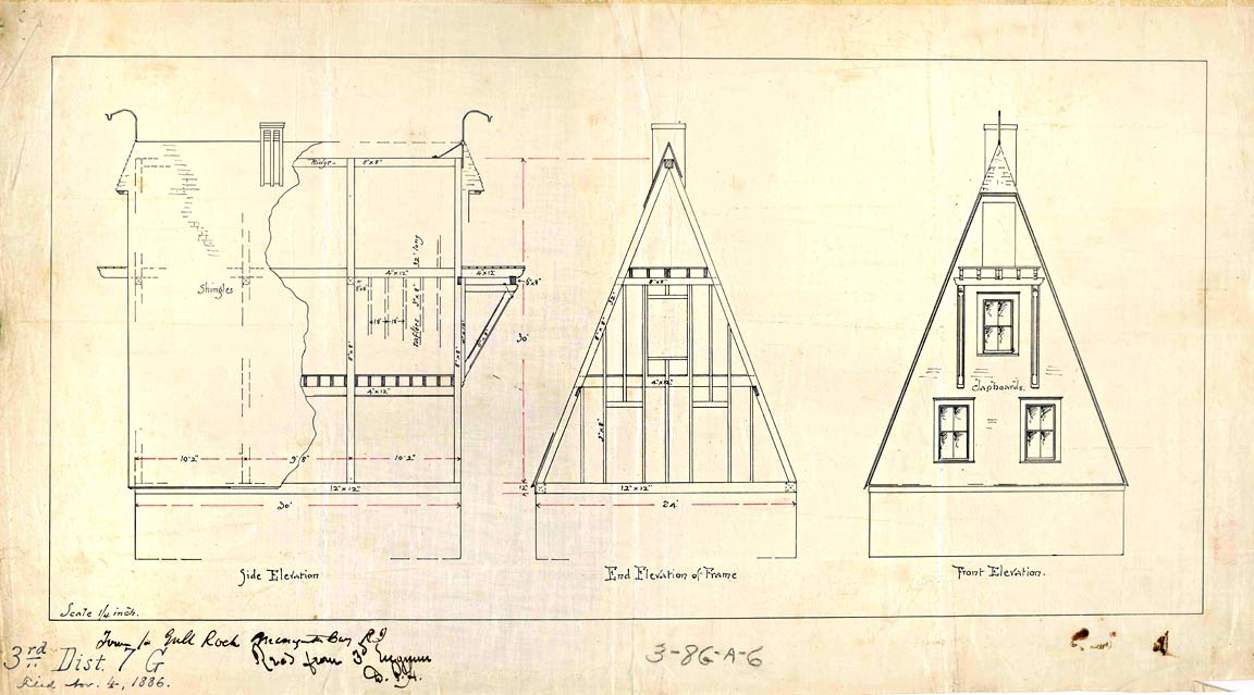  Plan of Gull Rocks Light With Framing - 1887